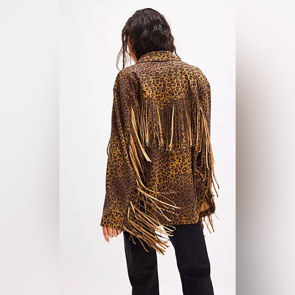 We The Free Jackets & Blazers - Free People Fringe Out Animal Print Jacket Size Small We The Free